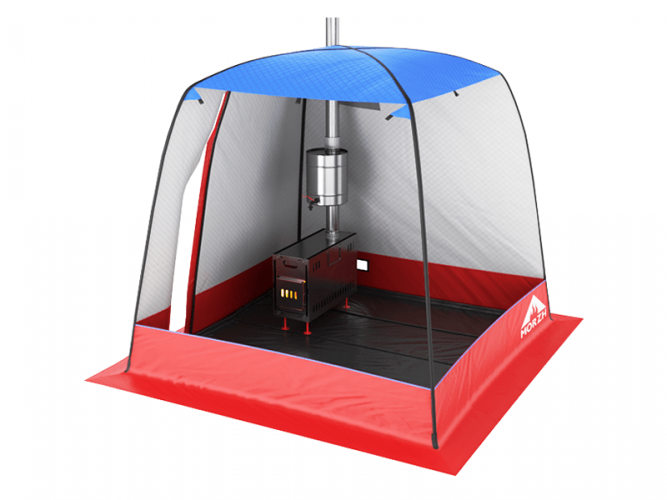 Мобильная баня-палатка МОРЖ c 2-мя окнами сине-красный в Тольятти
