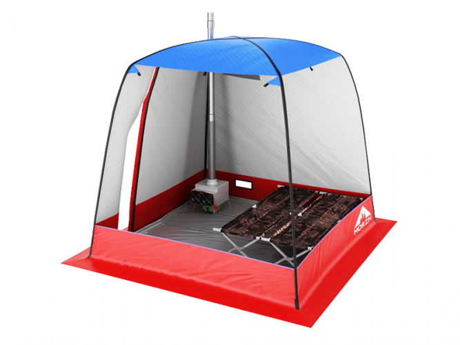 Мобильная баня-палатка МОРЖ c 2-мя окнами сине-красный в Тольятти