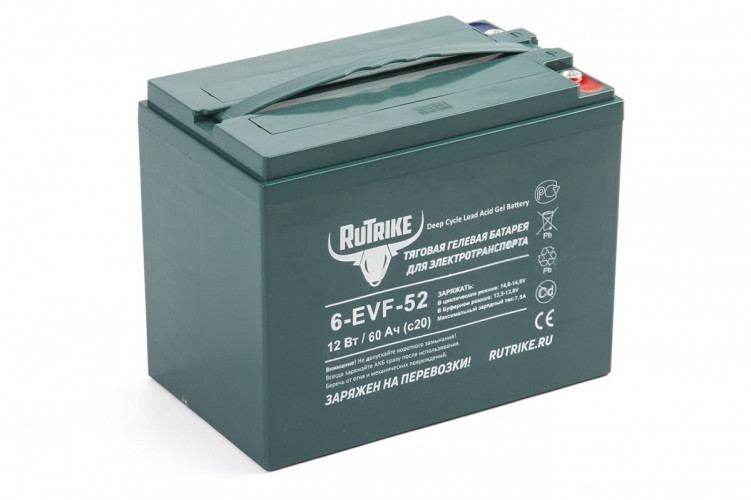 Тяговый гелевый аккумулятор RuTrike 6-EVF-52A (12V52A/H C3) в Тольятти