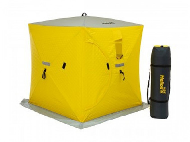 Палатка для рыбалки Helios утепл.Куб 1,5х1,5 желтый/серый в Тольятти