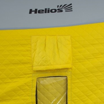 Палатка для рыбалки Helios утепл. Куб 1,8х1,8 желтый/серый в Тольятти
