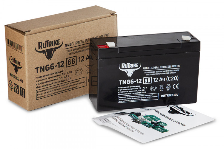 Тяговый гелевый аккумулятор RuTrike TNG 6-12 (6V12A/H C20) в Тольятти