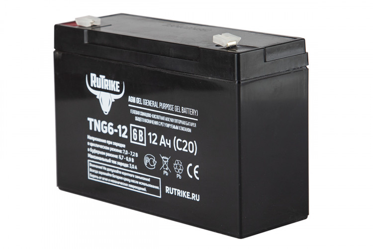 Тяговый гелевый аккумулятор RuTrike TNG 6-12 (6V12A/H C20) в Тольятти