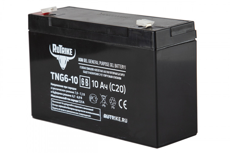 Тяговый гелевый аккумулятор RuTrike TNG 6-10 (6V10A/H C20) в Тольятти