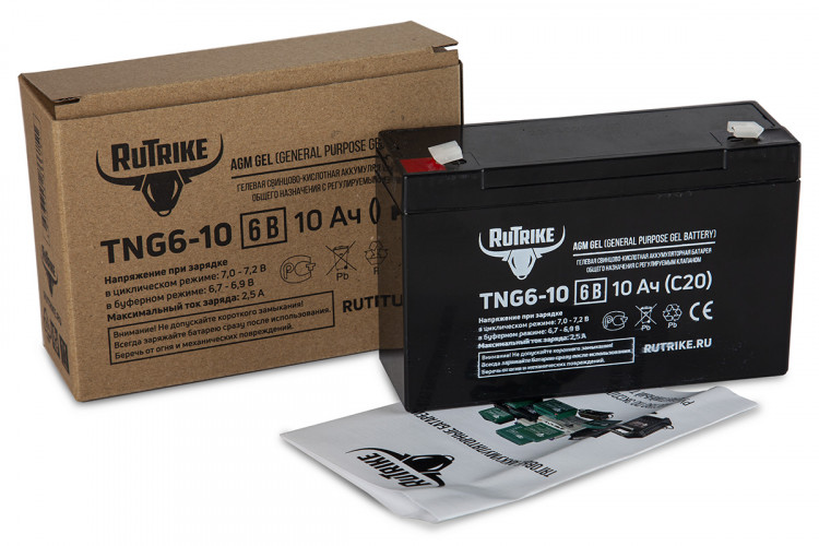 Тяговый гелевый аккумулятор RuTrike TNG 6-10 (6V10A/H C20) в Тольятти