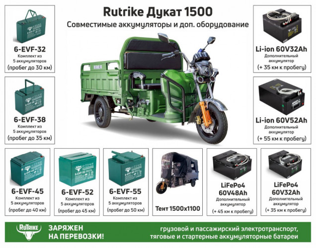 Грузовой электрический трицикл RuTrike Дукат 1500 в Тольятти
