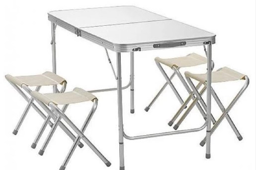 Набор стол раскладной водостойкий 120х60 и 4 табурета в Тольятти