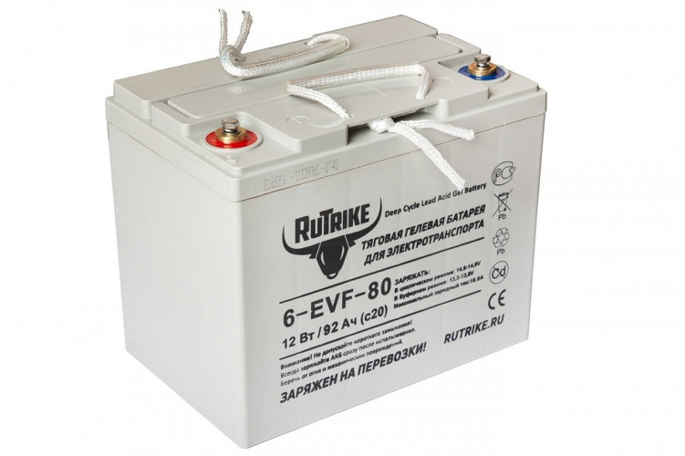 Тяговый гелевый аккумулятор RuTrike 6-EVF-80A (12V80A/H C3) в Тольятти